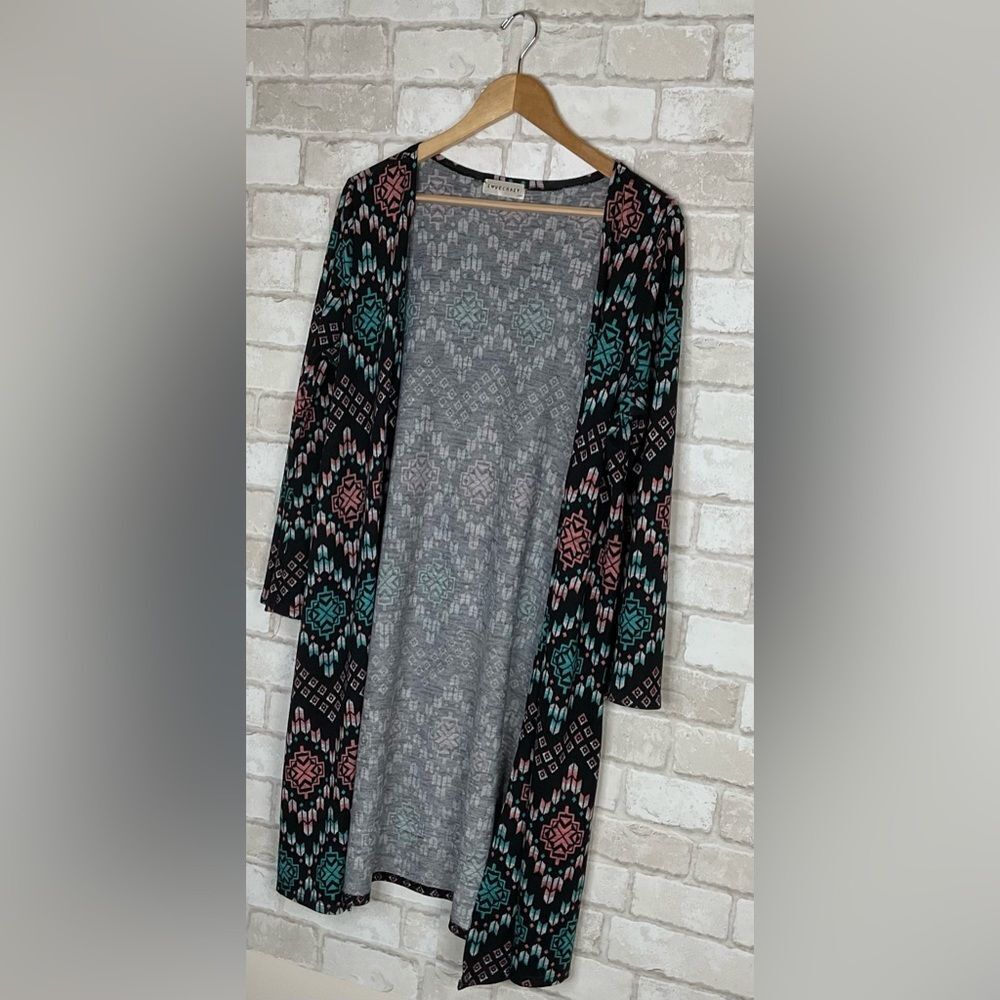 Vibrant Patterned Open Front Cardigan - Picture 2 of 12